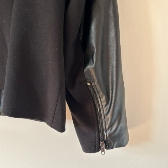 MXM Women Black Beaded Shoulders Faux Leather Blazer Jacket Plus Size 18 - Picture 12 of 13